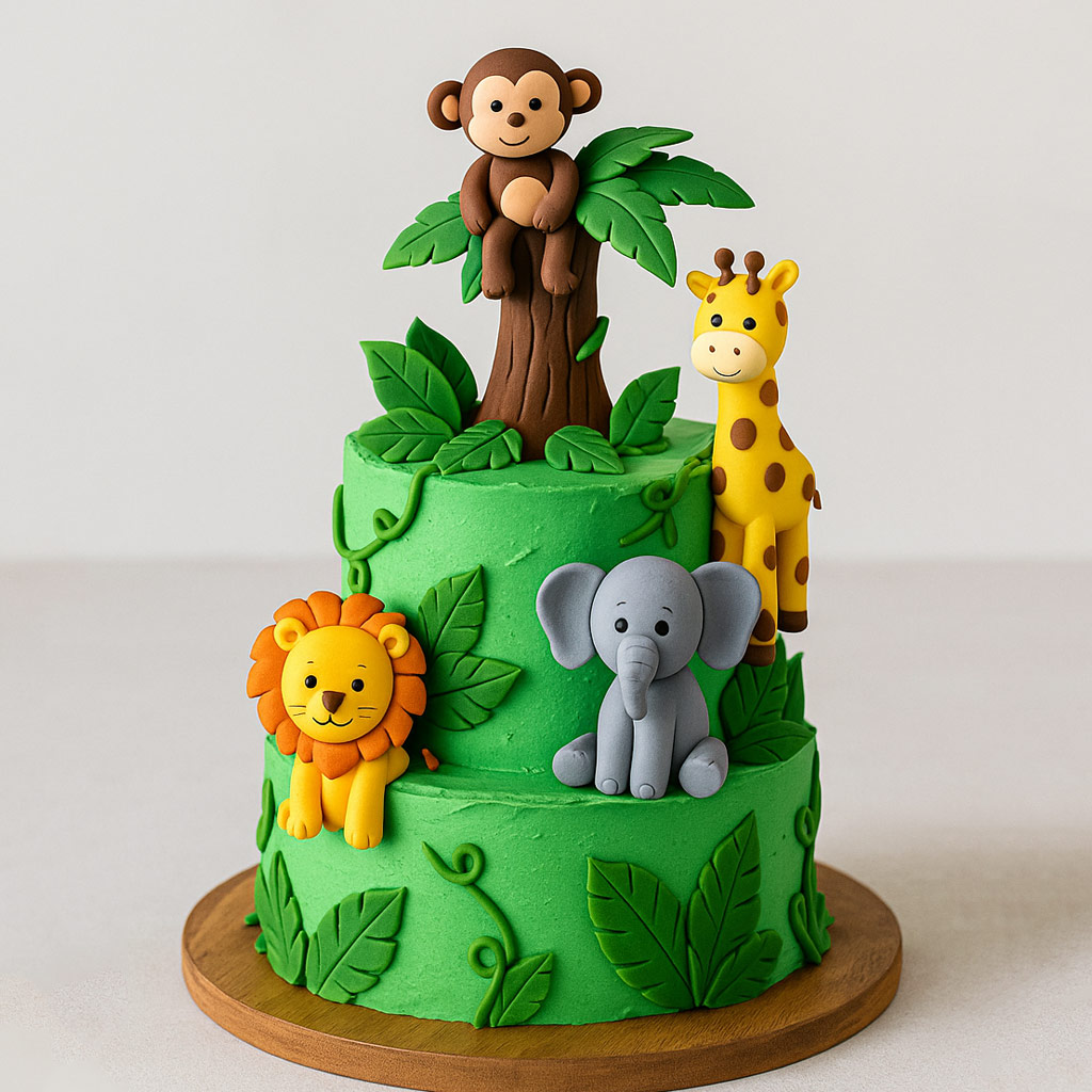 Two-Tier Jungle Safari Cake