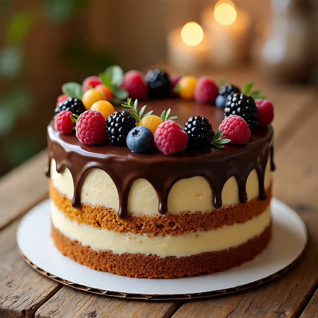 Rustic Semi-Naked Drip Cake