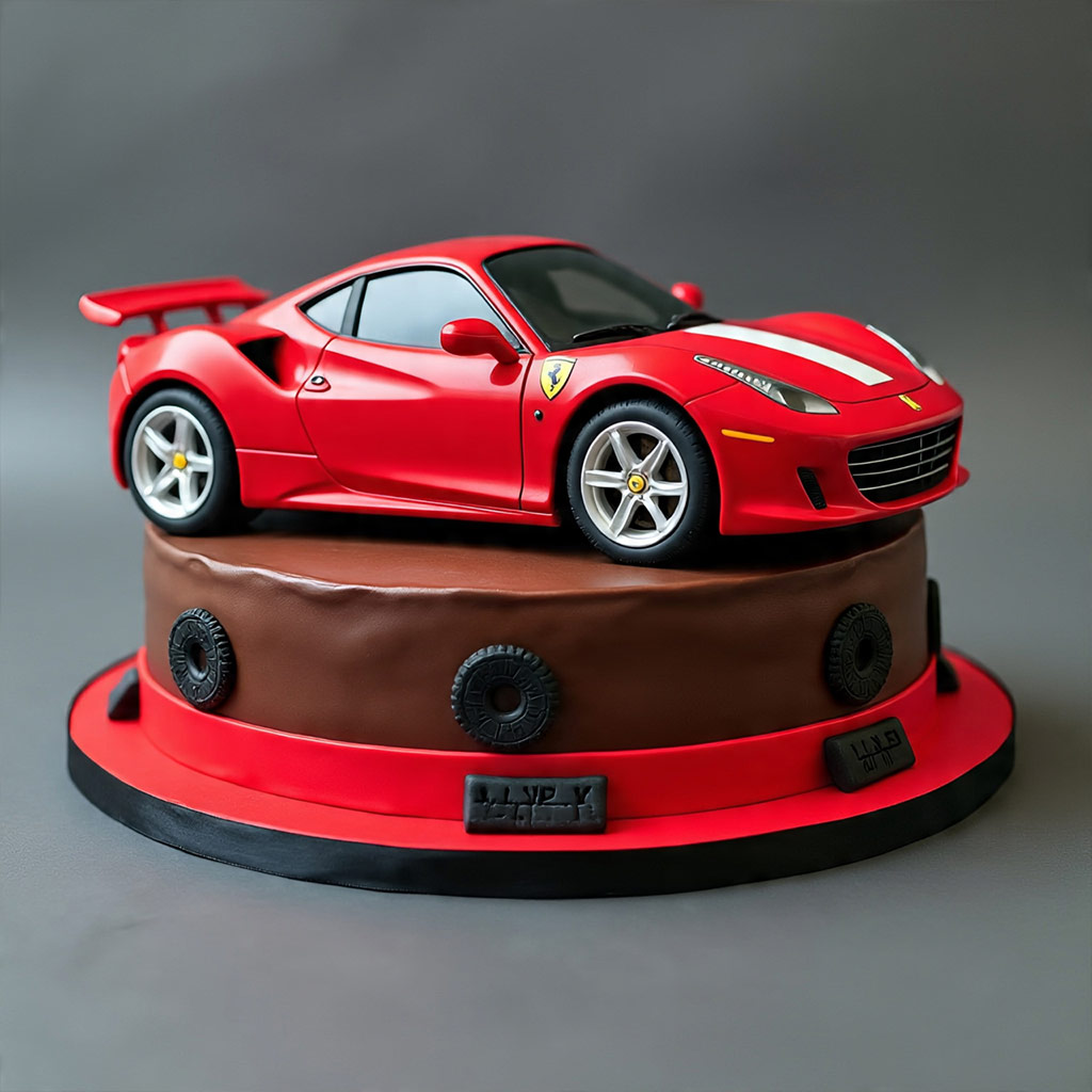Ferrari Red Sports Car Cake