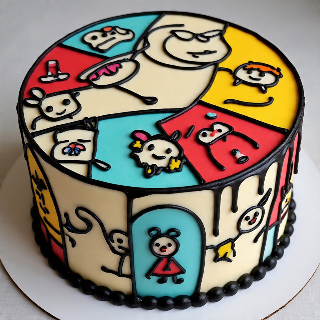 Cartoon Doodle Cake