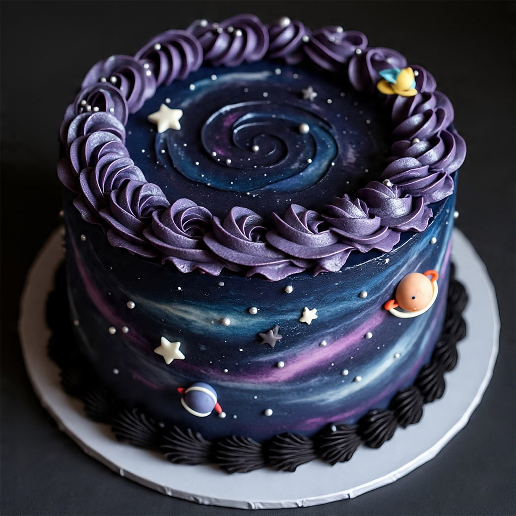 Galaxy Space Whipped Cream Cake
