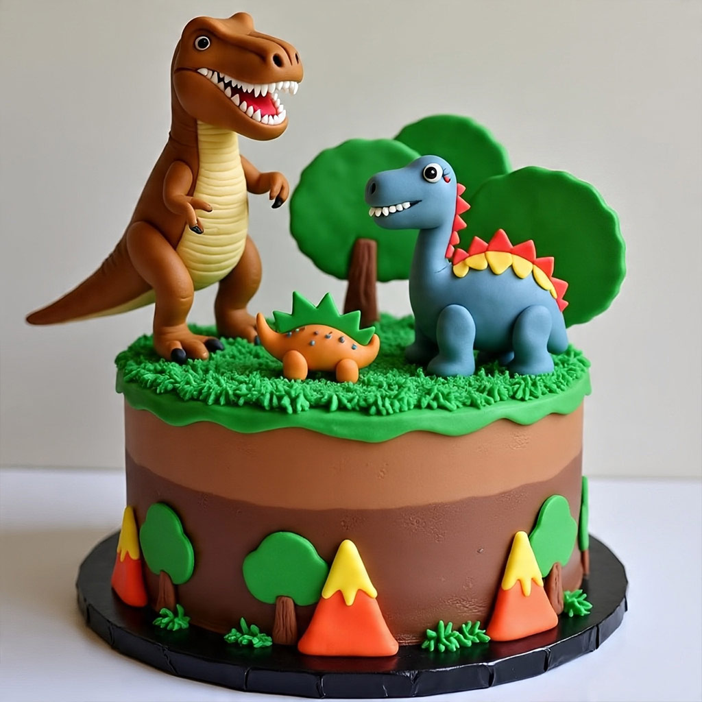 Dinosaur World Cake for Kids