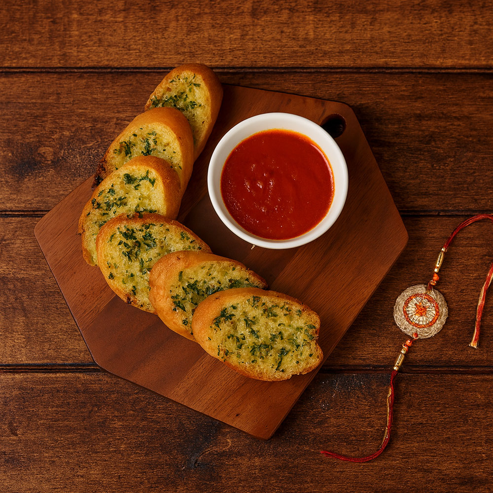Garlic Bread on Wooden Snack Board