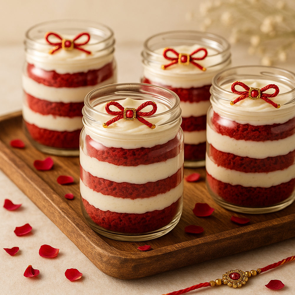Red Velvet Rakhi Jar Cake