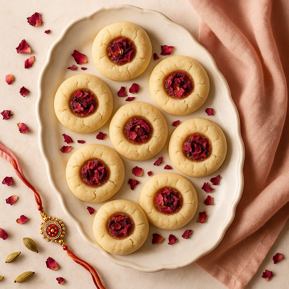 Rose Gulkand Thumbprint Cookies