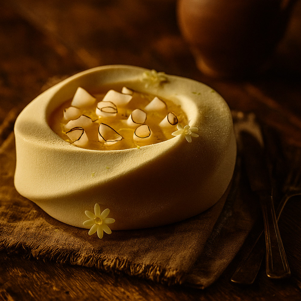 Yuzu Pear Bloom Entremet Cake
