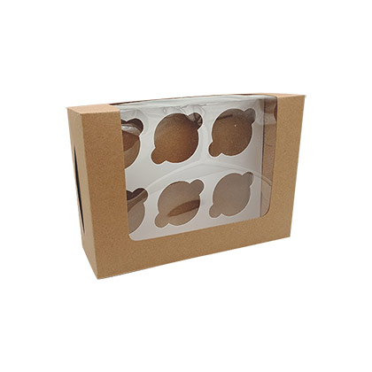 6 Cavity Cupcake Packaging Box - 50 pcs