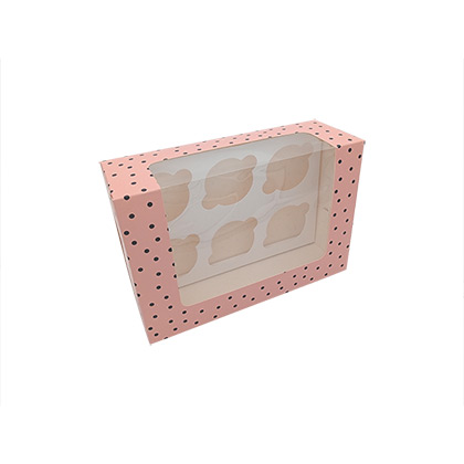 6 Cavity Colorful Cupcake Packaging Box