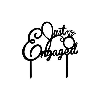 Just Engaged Text Cake Topper