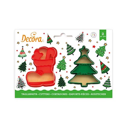 2pcs Christmas Tree & Boot Cookie Cutter