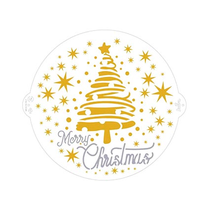Merry Christmas Tree & Stars Stencil