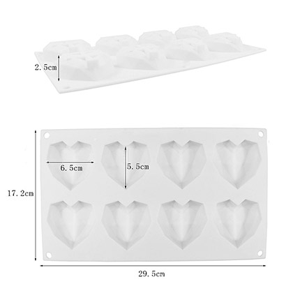 8 Cavity Heart Shape Diamond Mould