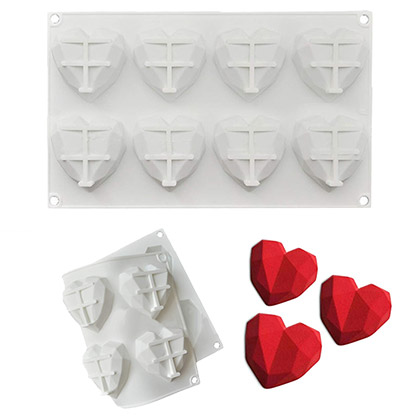 8 Cavity Heart Shape Diamond Mould