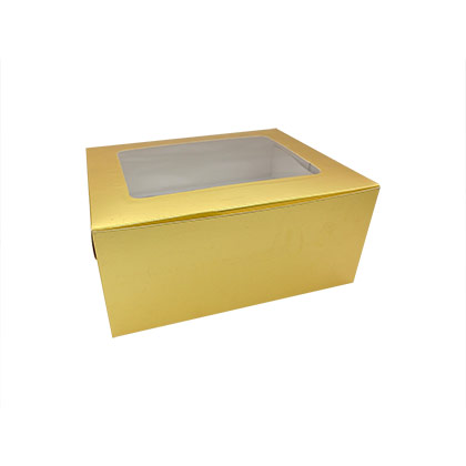 Reliable 6 Cavity Gold Cupcake Box