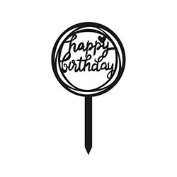 Round Happy Birthday Cake Topper