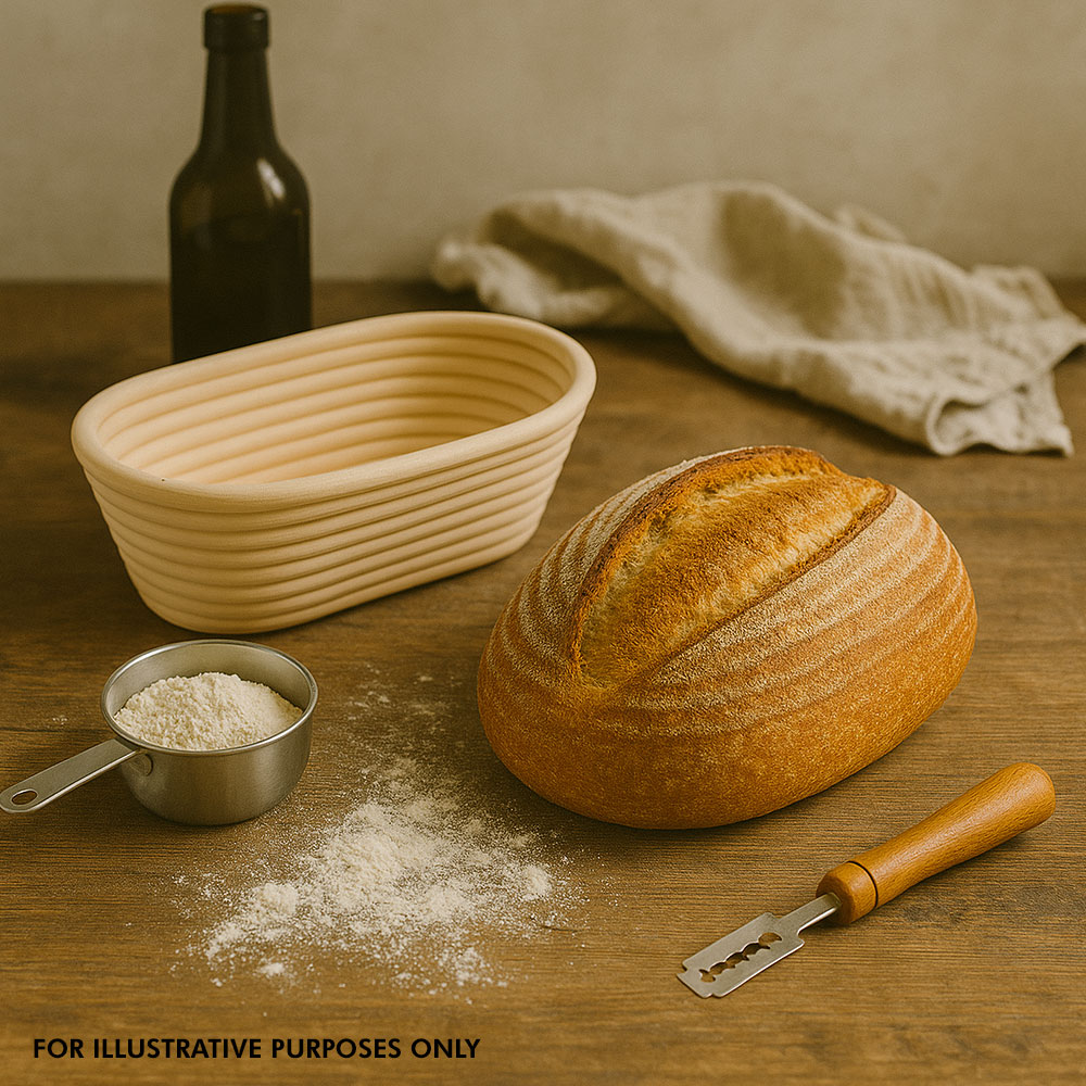 ABIOTO 0.75kg Oval Banneton Proofing Basket With Crease Pattern - Sourdough Bread Rising Bowl - View #2